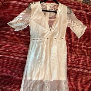 White Lace Floral Maxi Dress